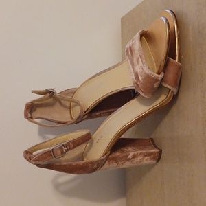 Ivanka Trump Velvet Open Toed High Heels